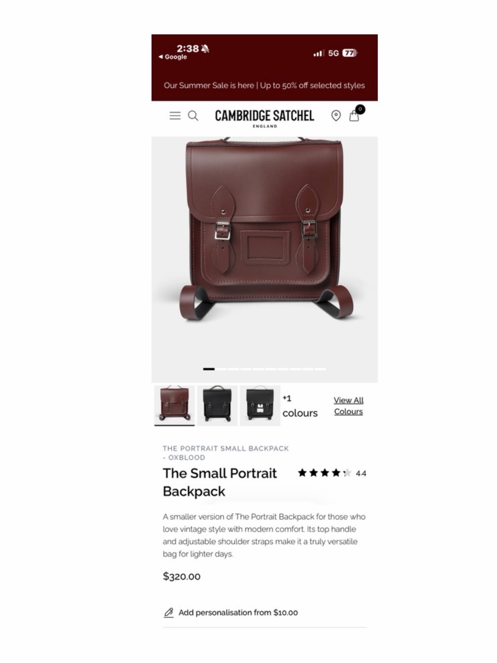 Classic Leather Backpack in Chestnut Brown - Picture 5 of 5